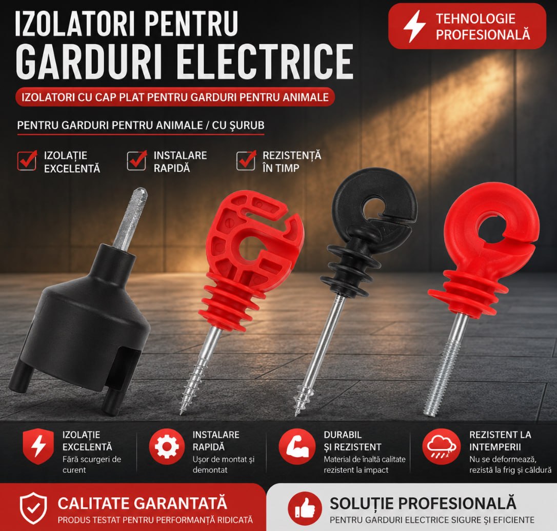 Izolatori cu Șurub pentru Gard Electric – Set Profesional (10 bucati)