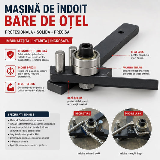 Mașină de Îndoit Bare de Oțel – Profesională și Robustă