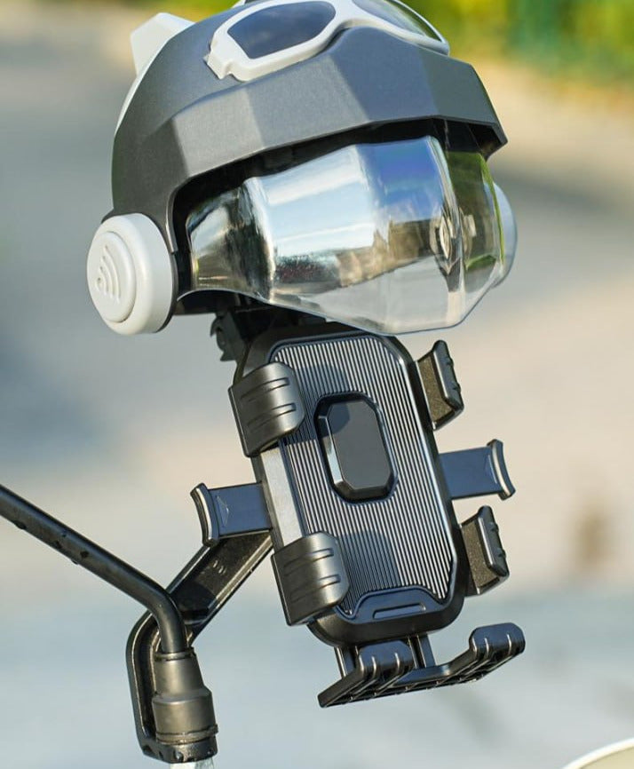 Suport Telefon Moto cu Figurină Pilot – Stabil și Anti-Vibrații