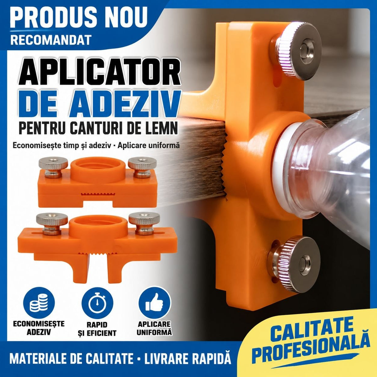 Aplicator de adeziv pentru canturi de lemn cu perie