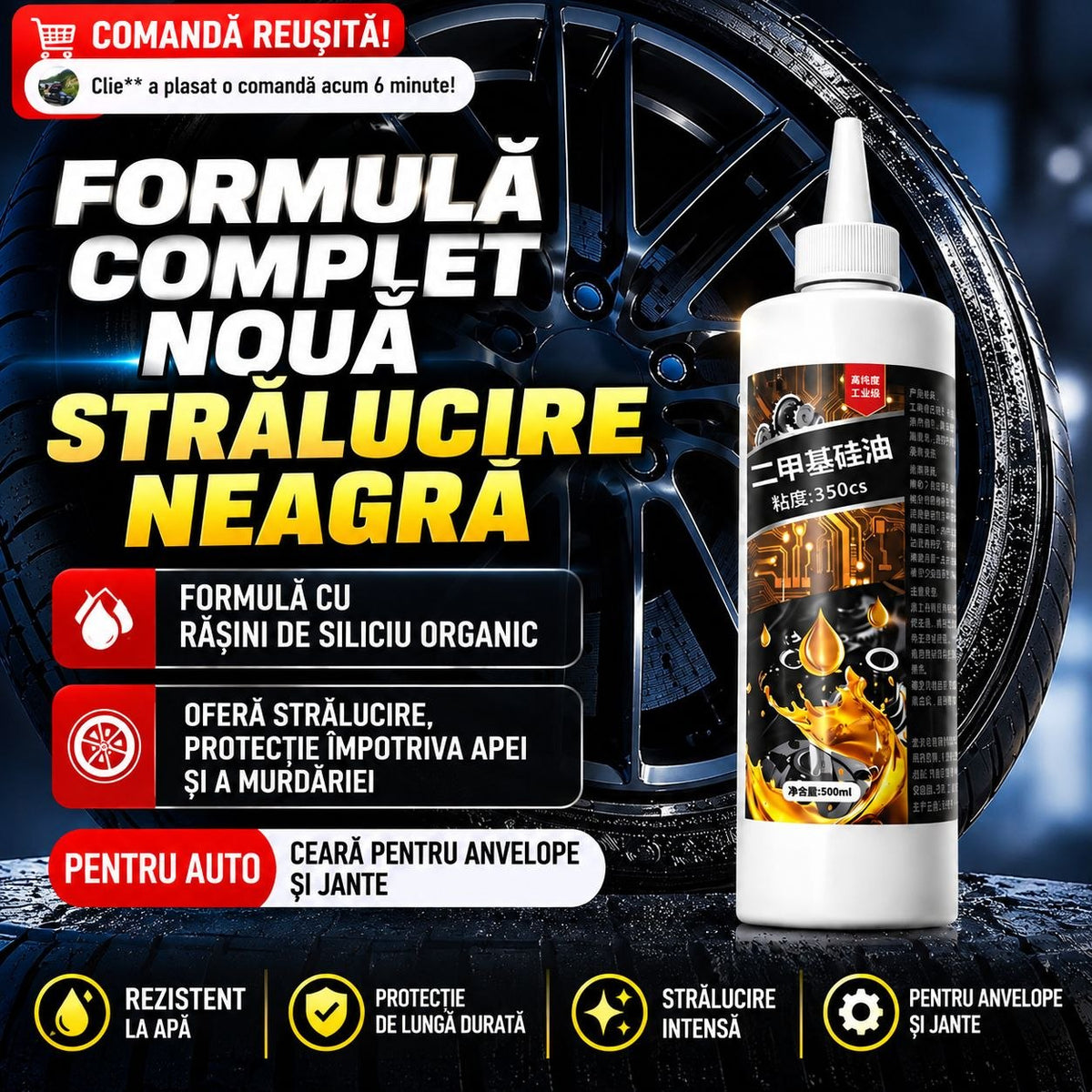 Ceară Silicon pentru Anvelope și Jante – Strălucire Intensă