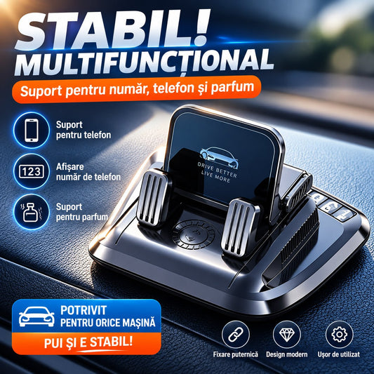 Suport Auto 3în1: Telefon, Număr & Parfum pentru Bord