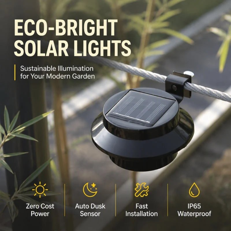 🔥OFERTA 1+1🔥Lumini Solare pentru Gard sau Cablu – Instalare Rapidă