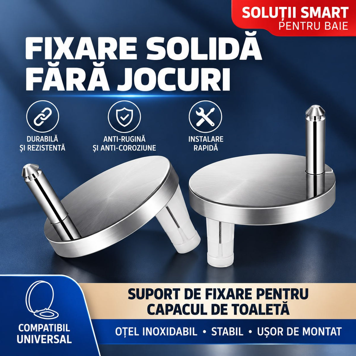 Șuruburi fixare capac WC – Oțel inoxidabil, universal