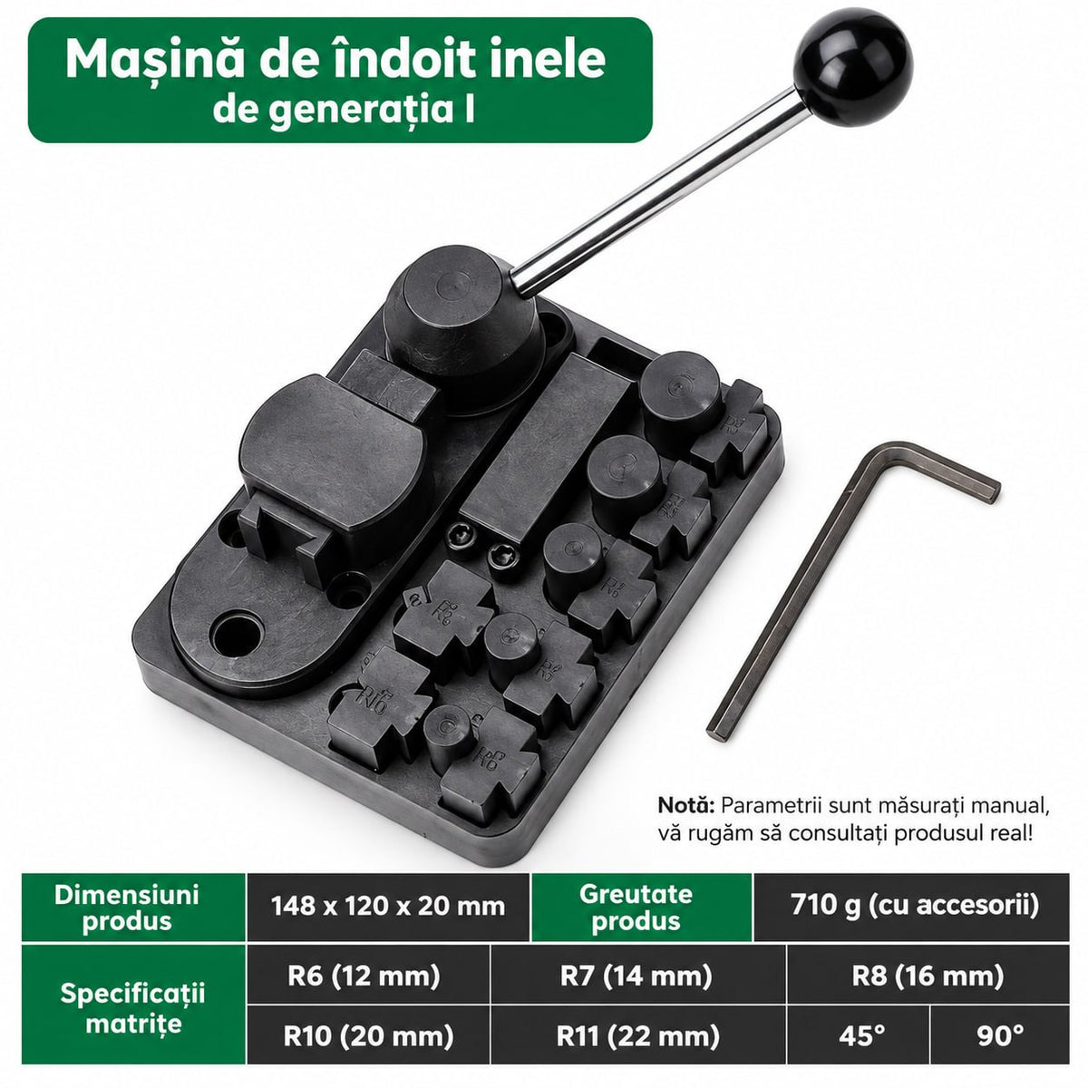 Mașină manuală de îndoit inele – set matrice incluse